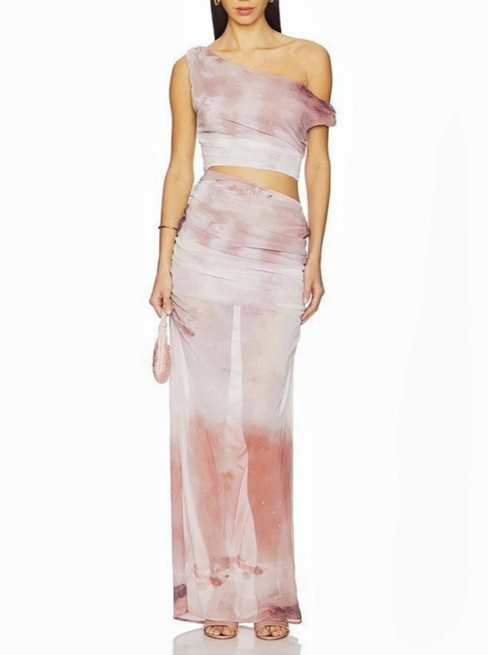 SNDYS Kilee Maxi Dress Pink & White Size Small NWT Revolve